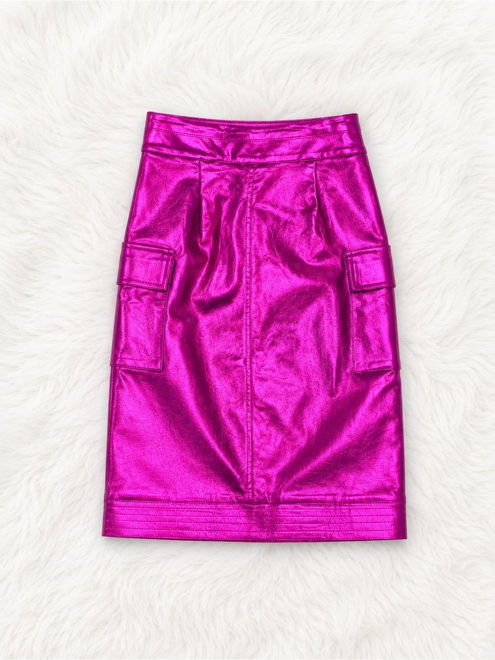 Muy Muy Fancy Collection Metallic Pink Cargo Midi Skirt Small Y2K Barbiecore - Picture 3 of 3